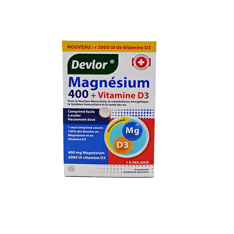 devlor_mag_d3.webp Devlor Magnésium +vitamine d3 Comprimés bt/20 – Image 1