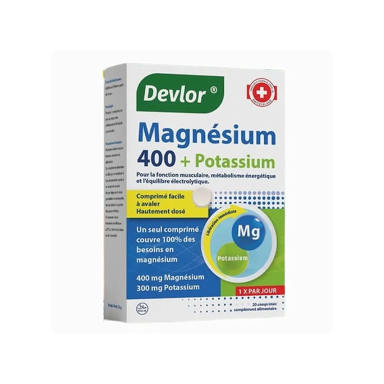 devlor_mag_potas.webp Devlor Magnésium 400+potassium Comprimés bt/20 – Image 1